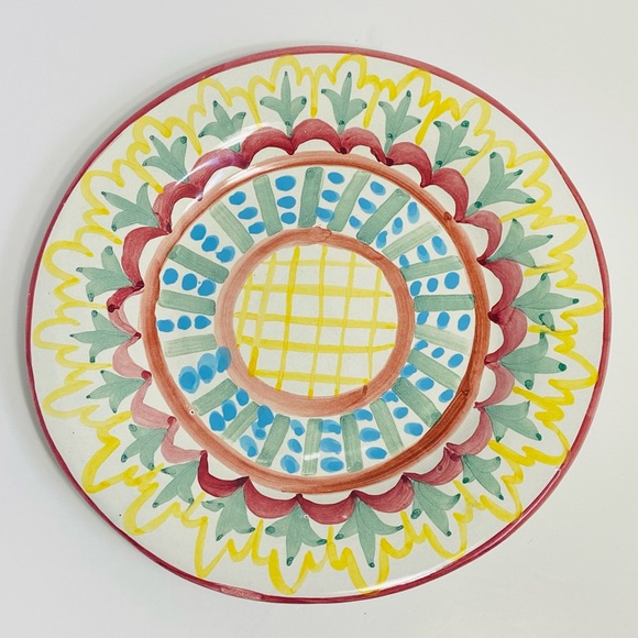 Vintage MacKenzie-Childs Madison Dinner Plate 11 5/8” Hand Painted Pastels 1983 - Picture 3 of 10